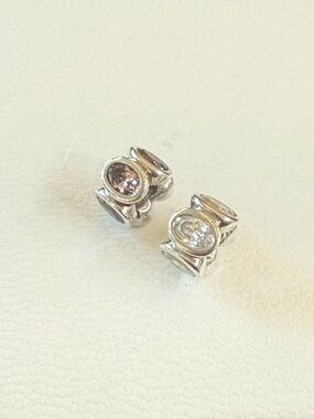 Pandora Retired Oval Lights Charms - Light Pink & Clear!
